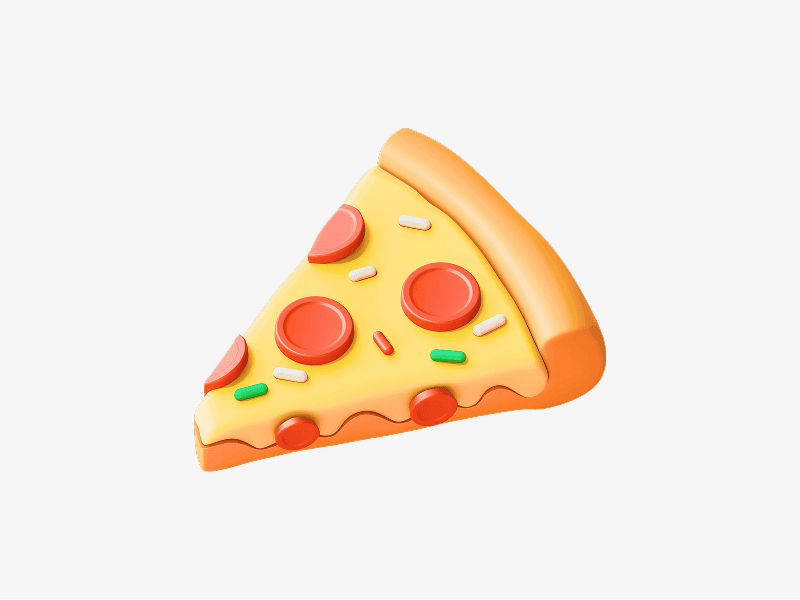 3D illustration of a slice of pizza with toppings