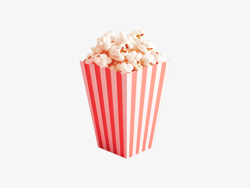 3D illustration of popcorn in a striped box