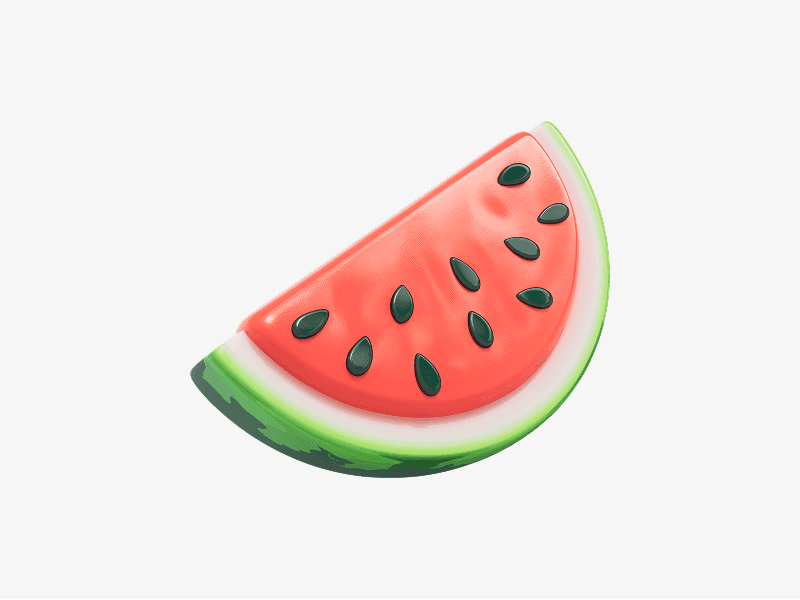 3D illustration of a fresh watermelon slice