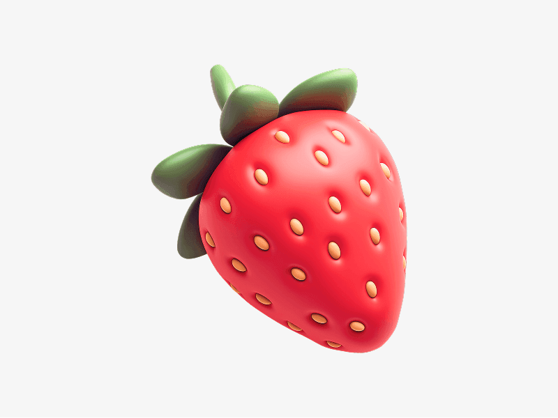 3D illustration of a ripe strawberry