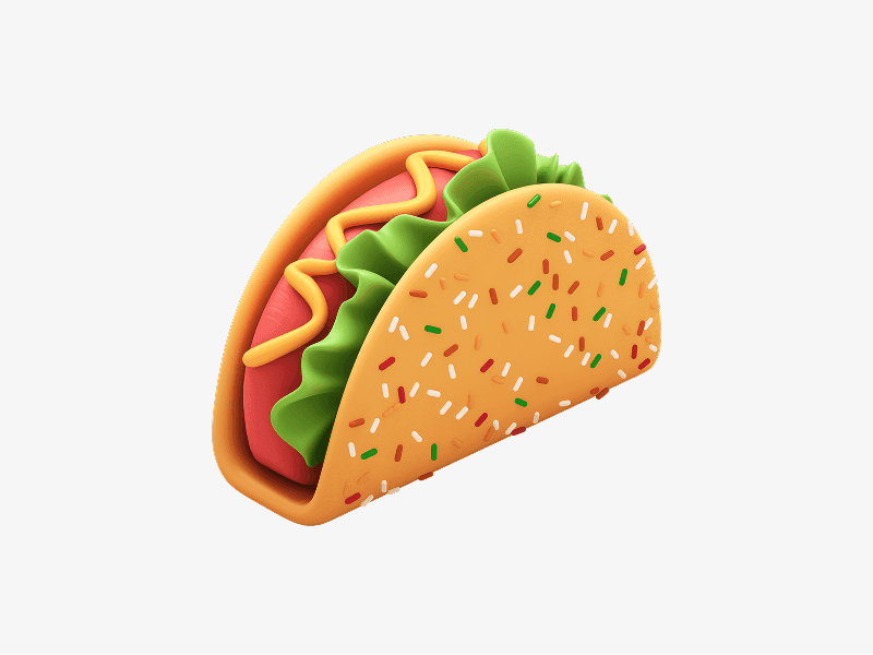 3D illustration of a taco with filling
