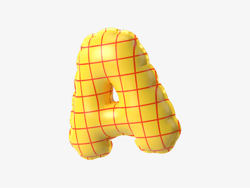 Inflatable 3D letter A with soft rounded shape
