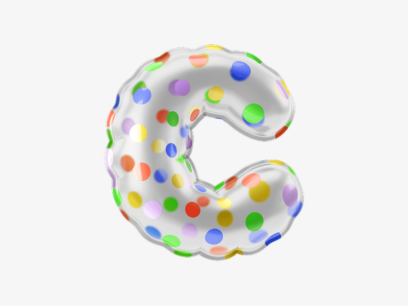 Inflatable 3D letter C with soft curved shape