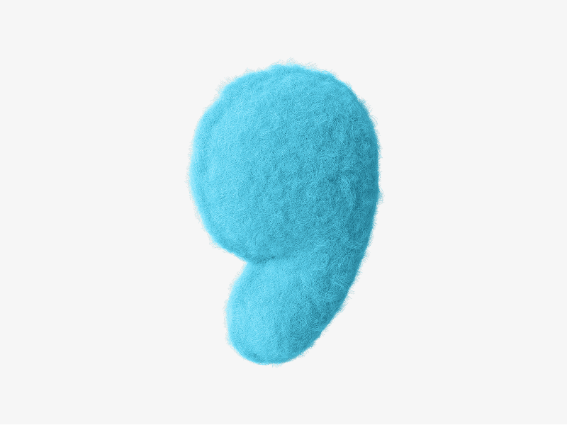 Inflatable comma with soft blue texture