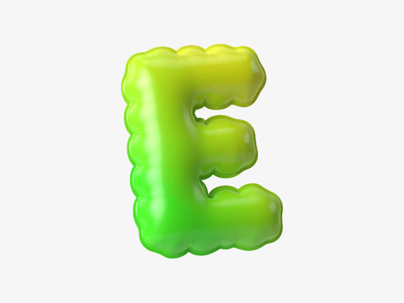 Inflatable letter E in green color