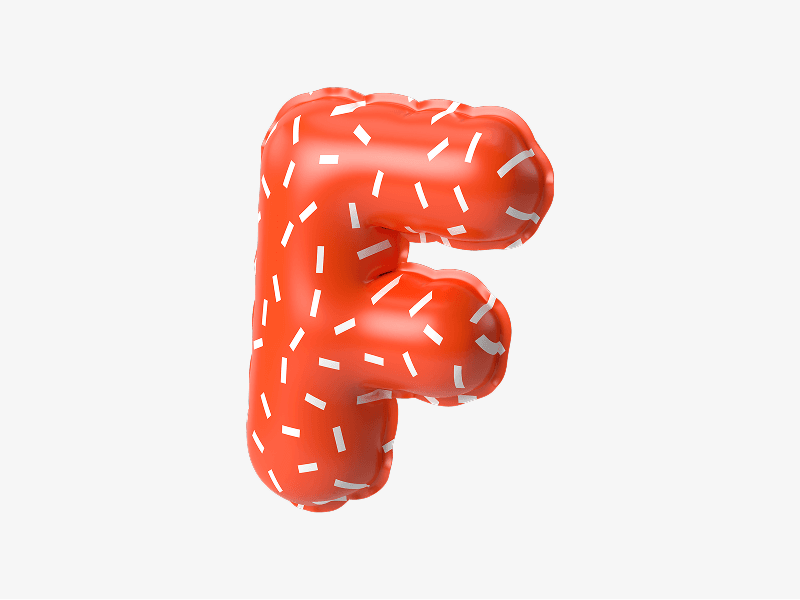 Inflatable letter F in red color