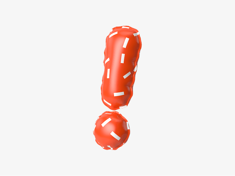 Inflatable exclamation mark in red color
