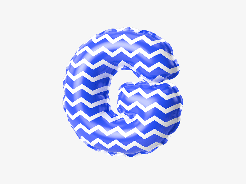 Inflatable letter G in blue color