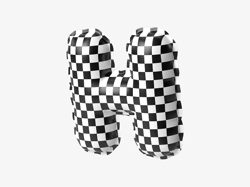 Inflatable letter H in black and white colors