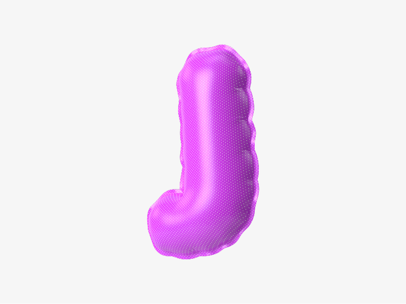 Inflatable letter J in purple color