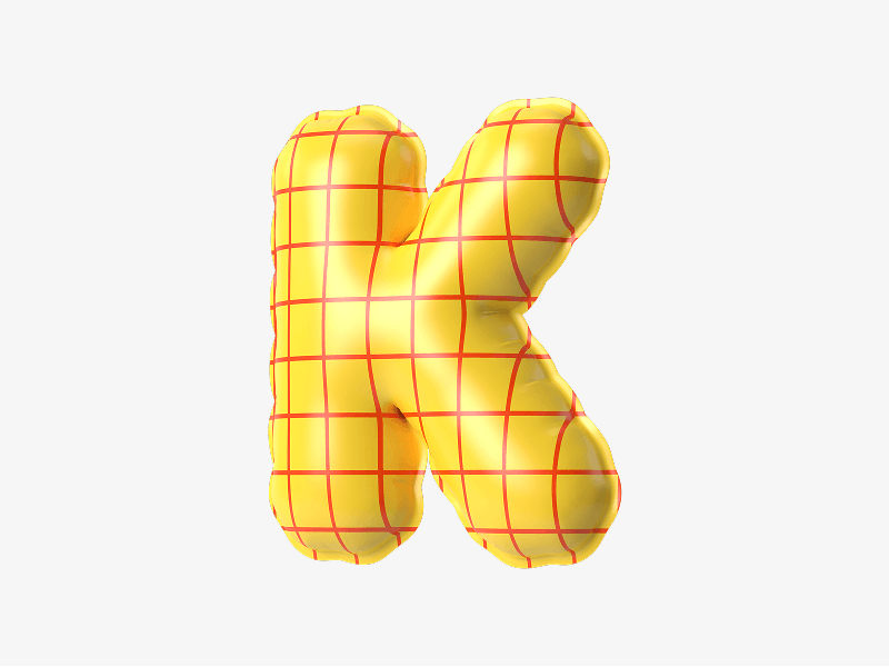 Inflatable letter K in yellow color