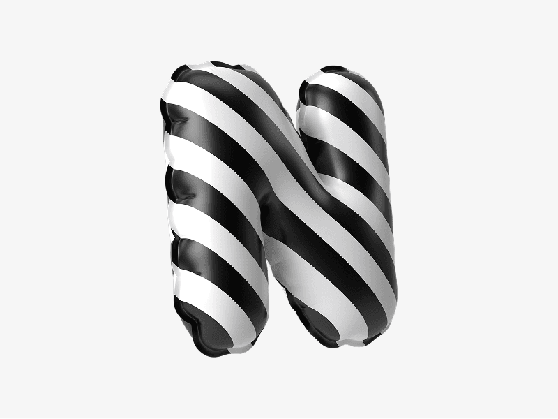 Inflatable letter N in black color