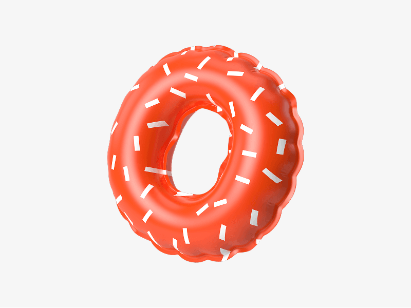 Inflatable letter O in orange color