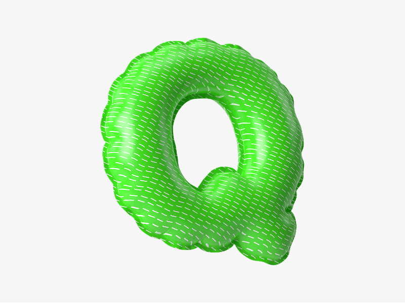 Inflatable letter Q in green color