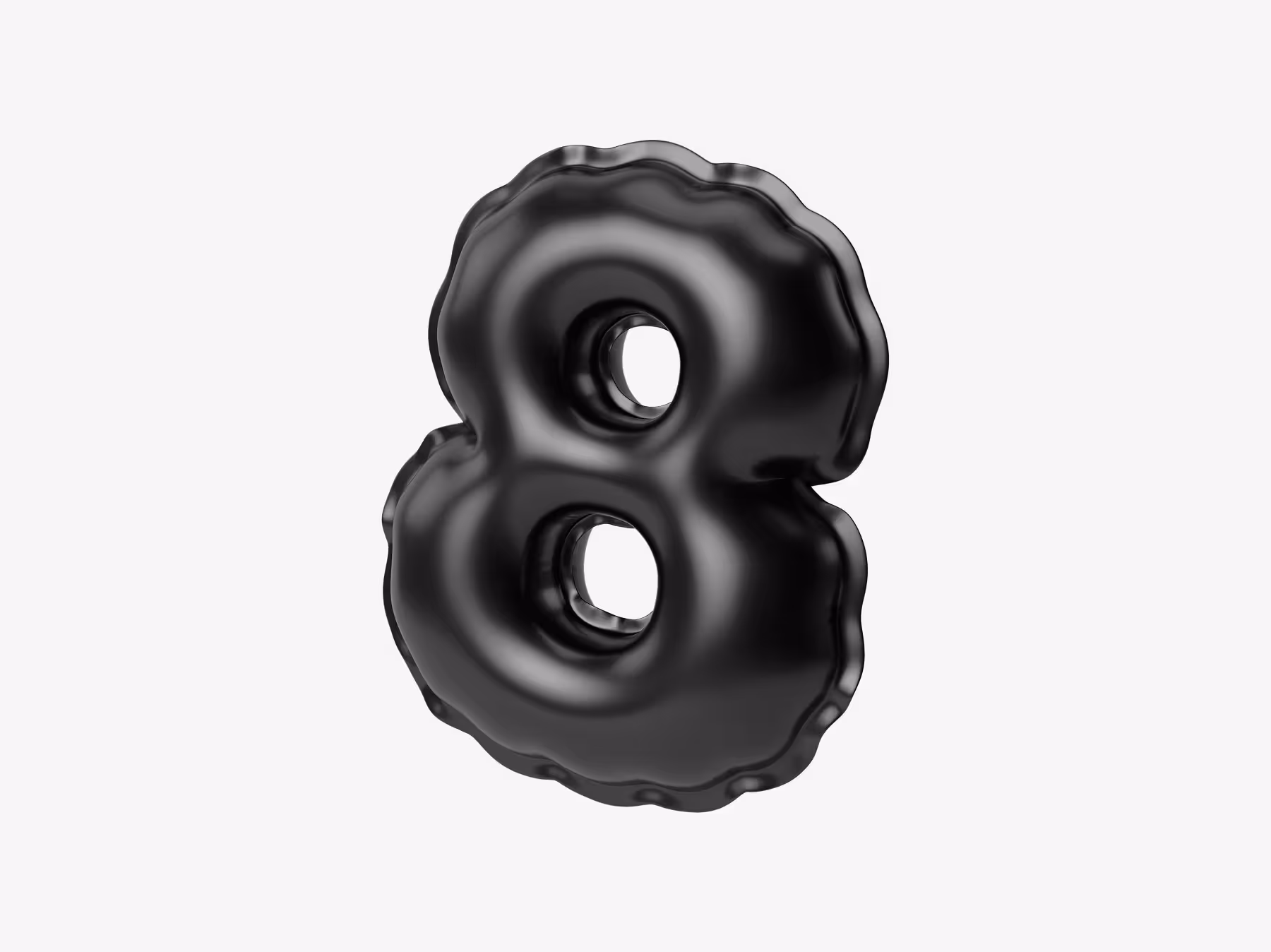 Black inflatable number eight 3D illustration