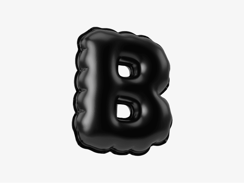 Black inflatable letter B 3D illustration