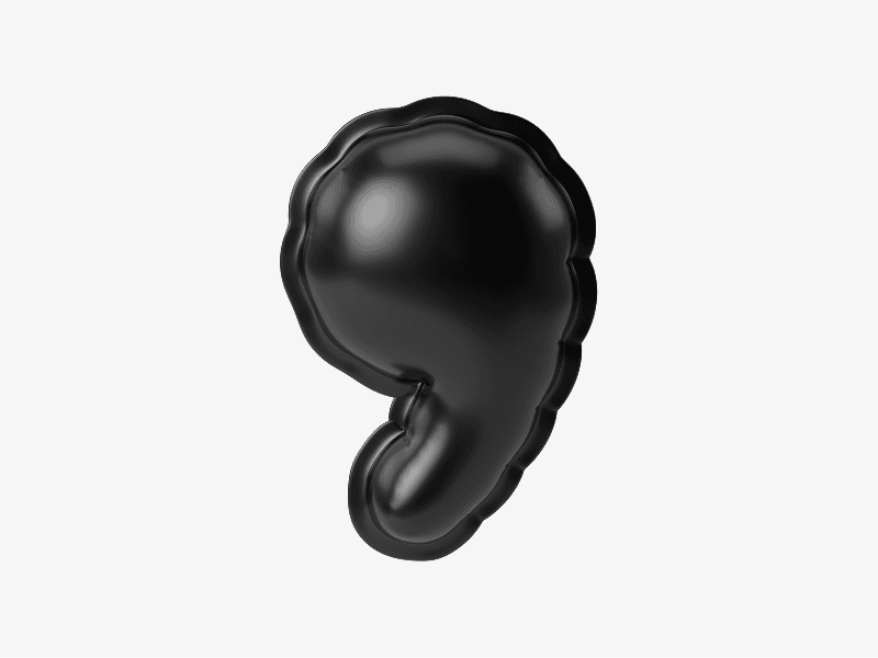 Black inflatable comma 3D illustration