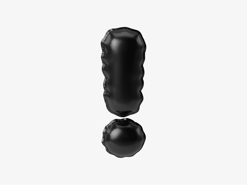 Black inflatable exclamation mark 3D illustration
