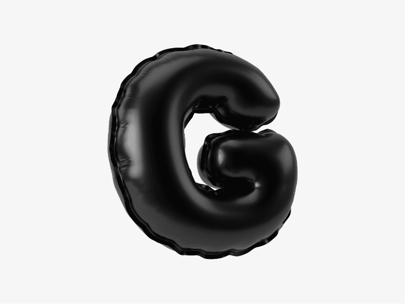 Black inflatable letter G 3D illustration