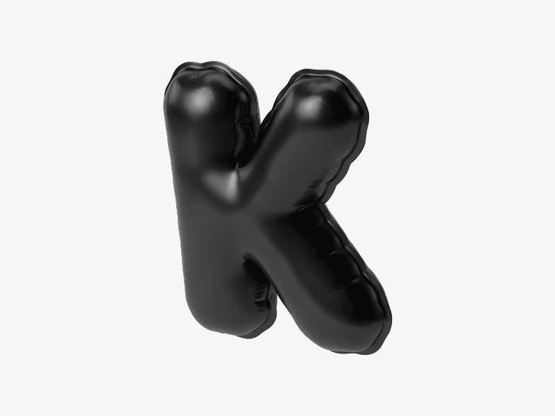 Black inflatable letter K 3D illustration