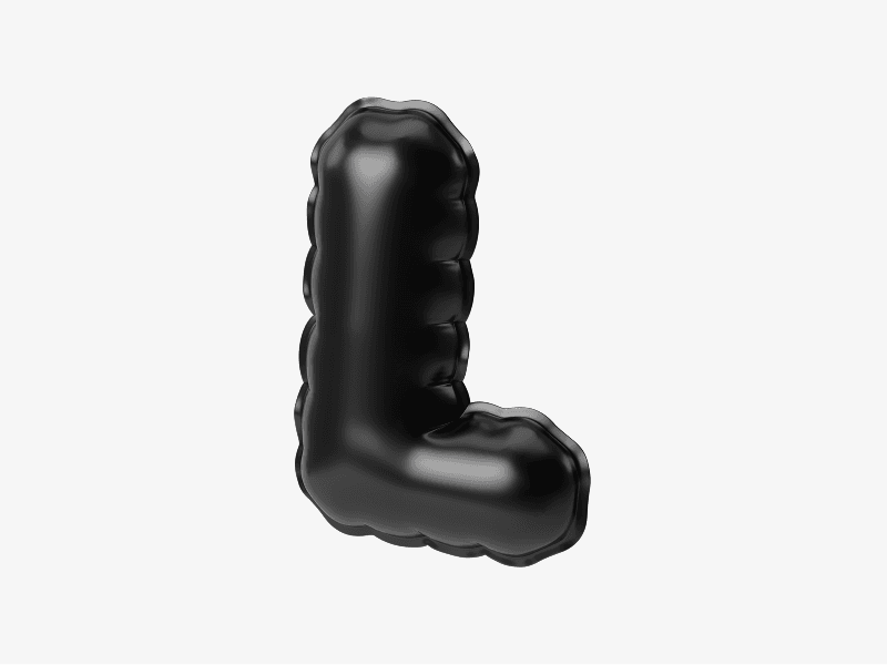 Black inflatable letter L 3D illustration