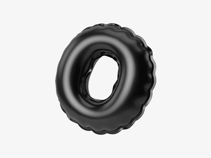 Black inflatable letter O in 3D style