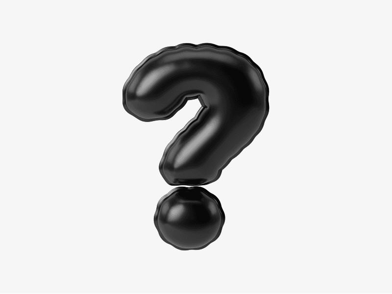 Black inflatable question mark in 3D style
