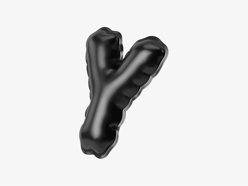 Black inflatable letter Y in 3D style