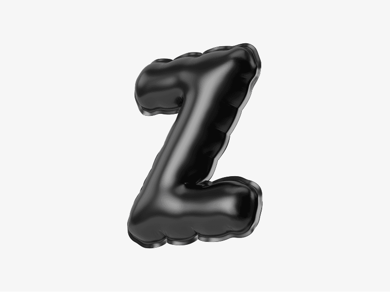 Black inflatable letter Z in 3D style
