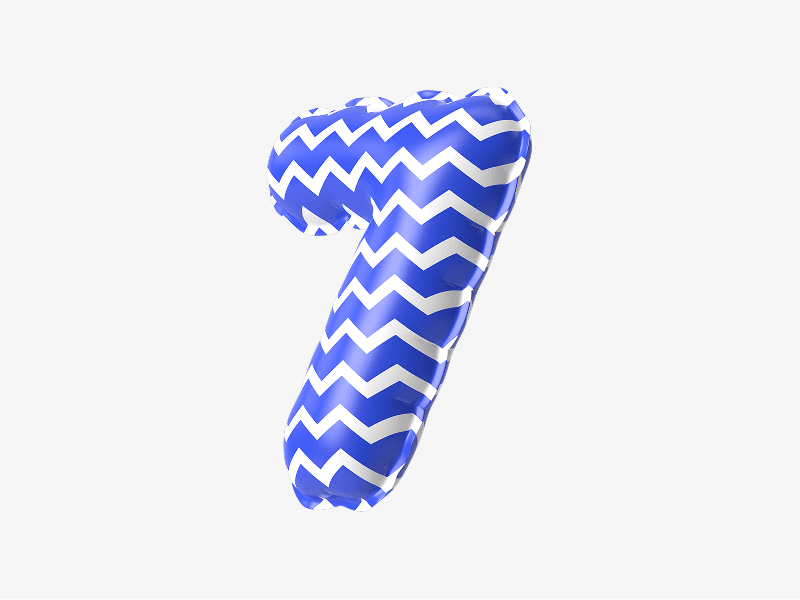 Inflatable 3D number seven with soft edges