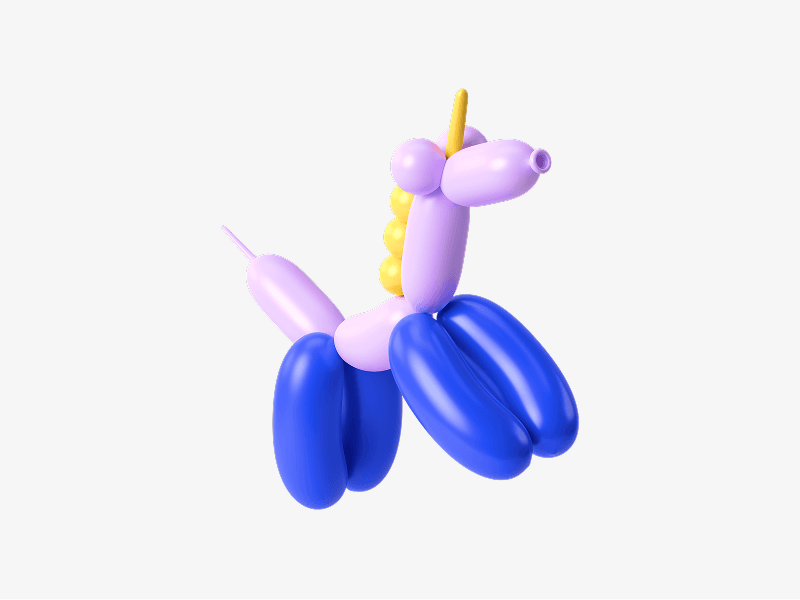 Inflatable balloon unicorn in 3D style