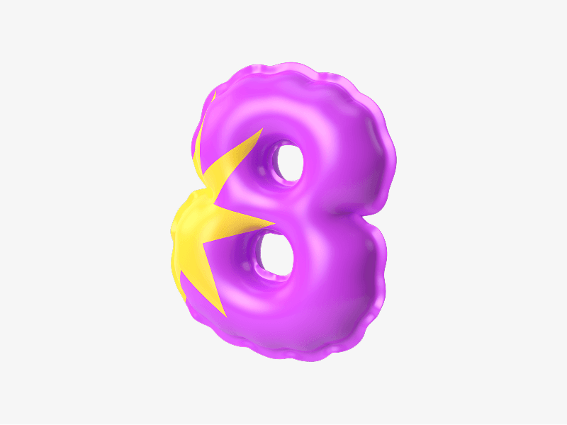 Inflatable 3D number eight with rounded form