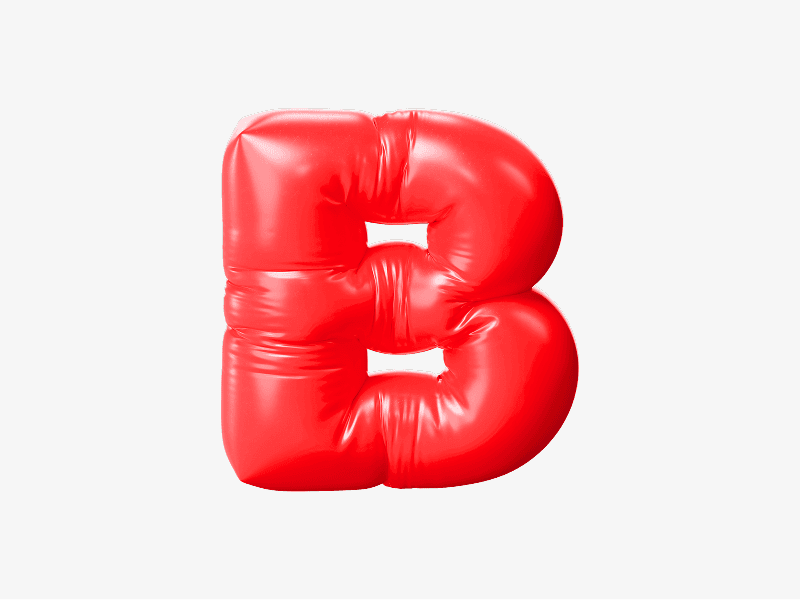Red inflatable letter B shown as a soft 3D balloon