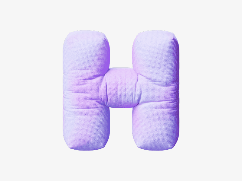Light purple inflatable letter H shown as a 3D balloon
