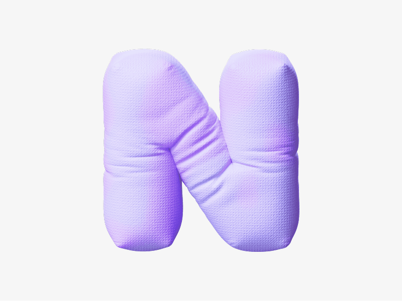 Light purple inflatable letter N shown as a 3D balloon