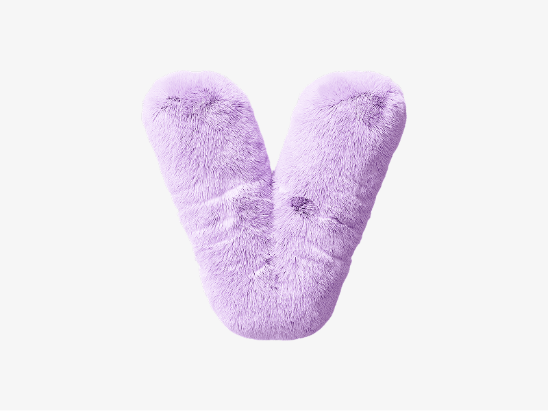 Light purple inflatable letter V shown as a fuzzy 3D balloon