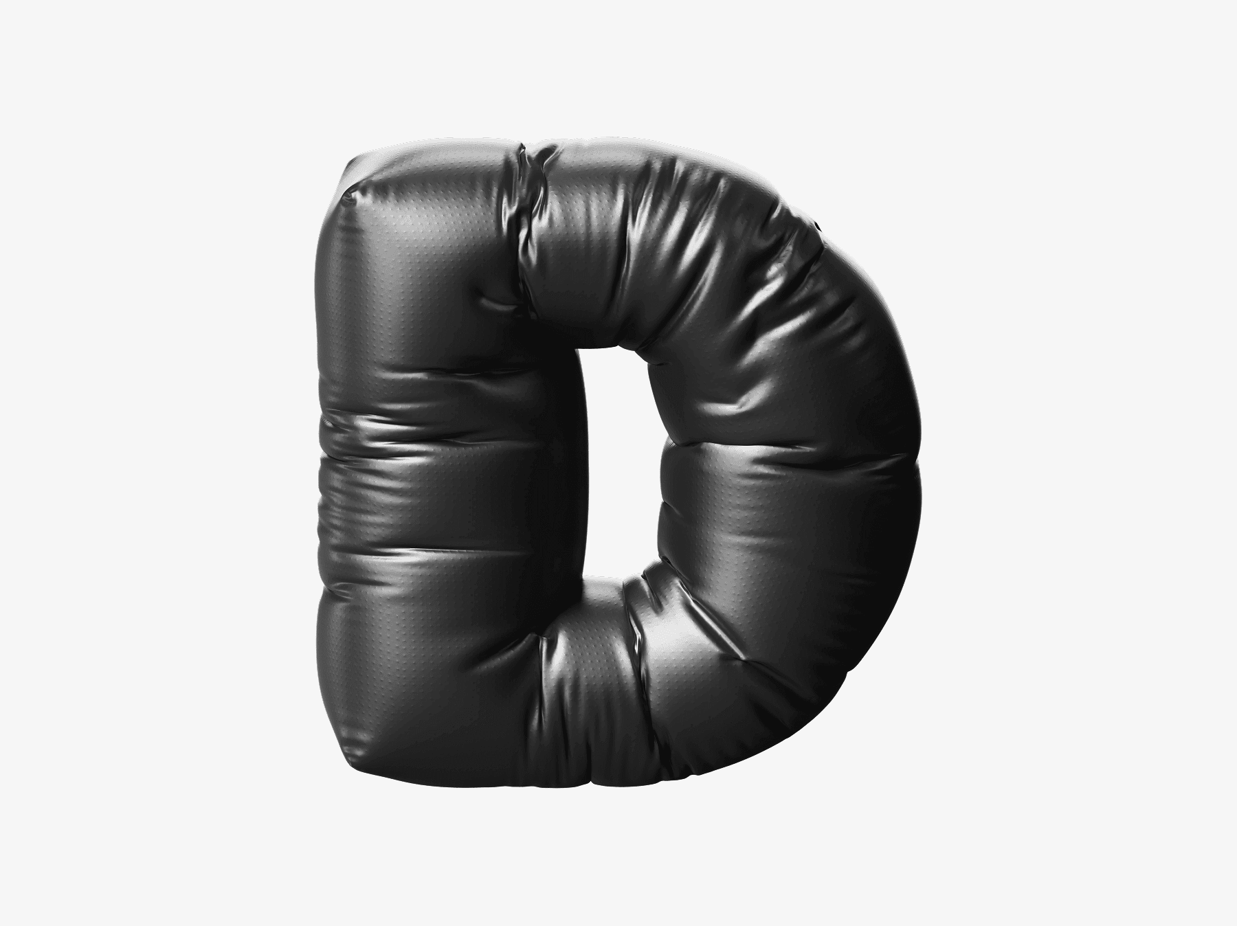 Free glossy inflatable 3D letter D illustration in black
