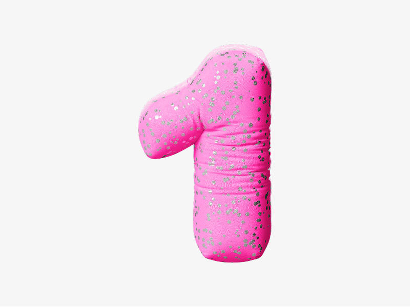 Pink inflatable number one shown as a 3D balloon