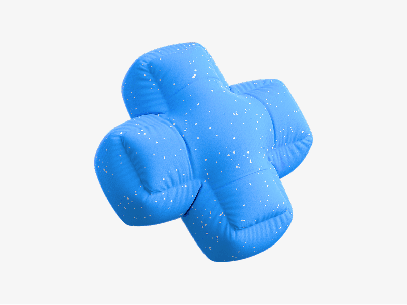 Blue inflatable 3D shape in a plus form