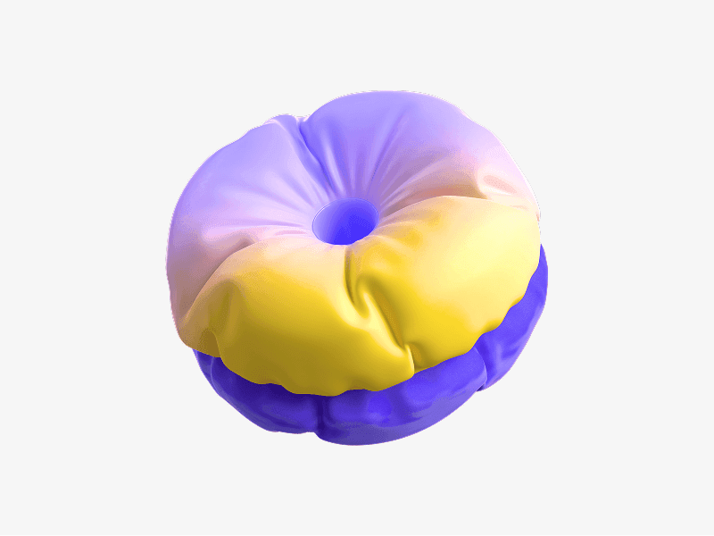 Inflatable donut shape with yellow and purple gradient