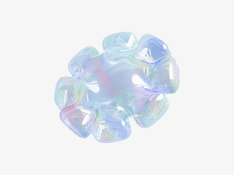 Inflatable 3D bubble shape with holographic shiny surface