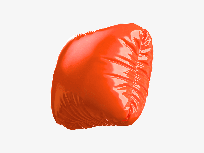 Red inflatable 3D shape with a slightly deflated soft form