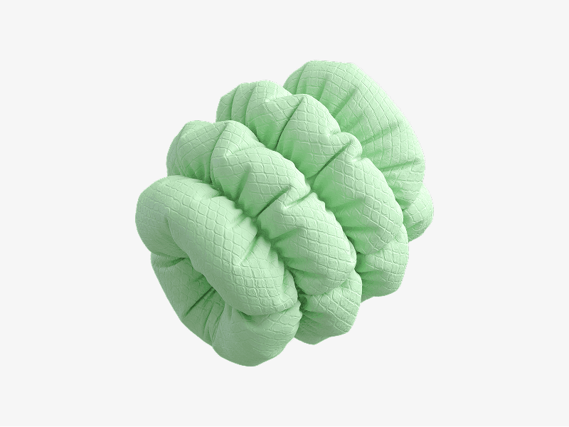 Green inflatable 3D shape made of stacked soft rings