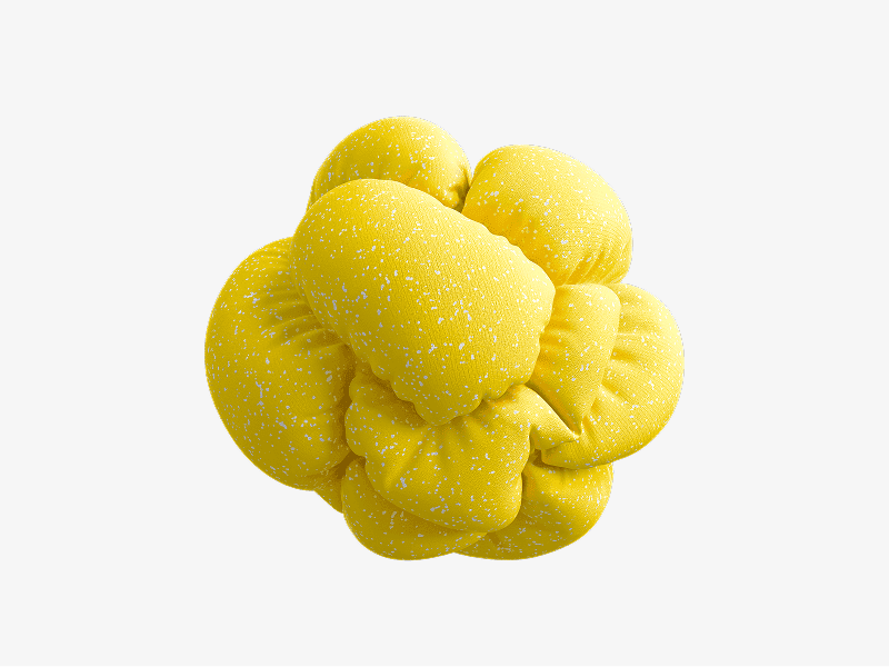 Yellow inflatable abstract knot with soft speckled texture
