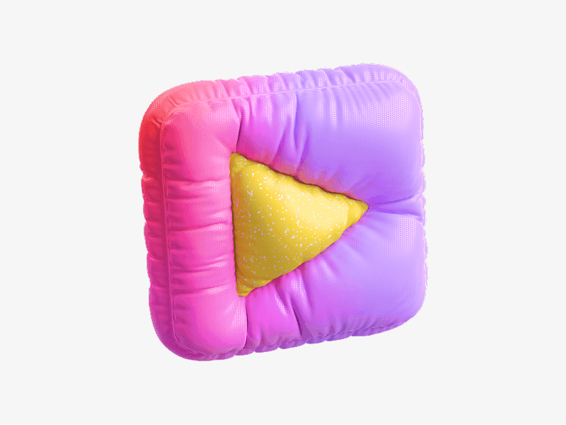 Inflatable 3D play button with triangle symbol