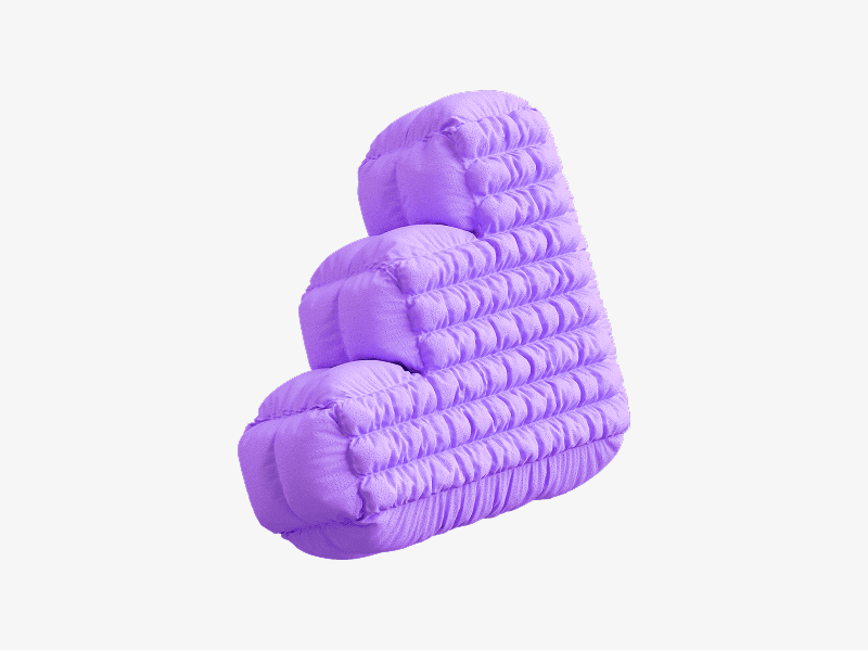 Purple inflatable 3D shape stacked like soft steps
