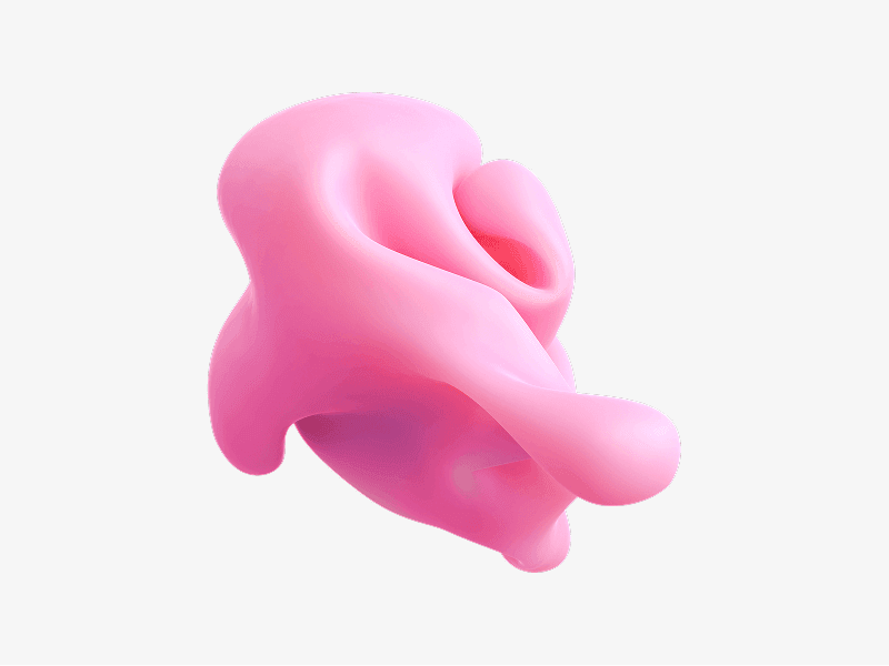Pink inflatable 3D shape with a deflated soft form
