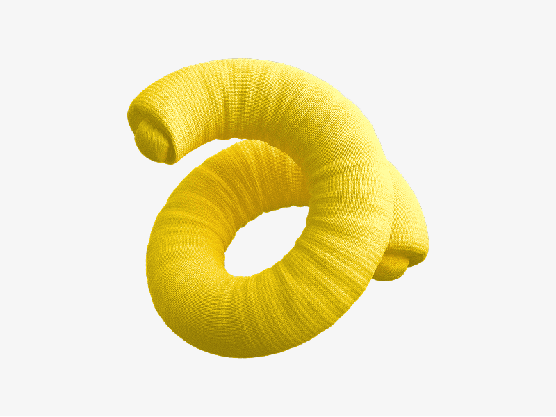 Yellow inflatable 3D spiral-shaped object