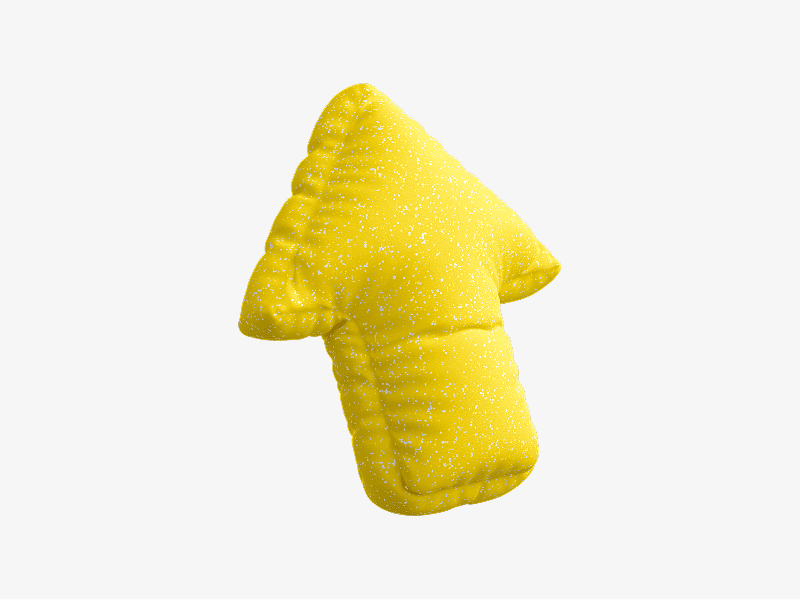 Yellow inflatable arrow pointing upward with soft texture