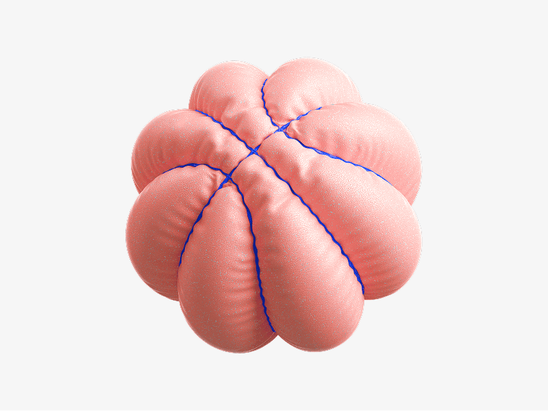 Pink inflatable round shape with soft smooth form